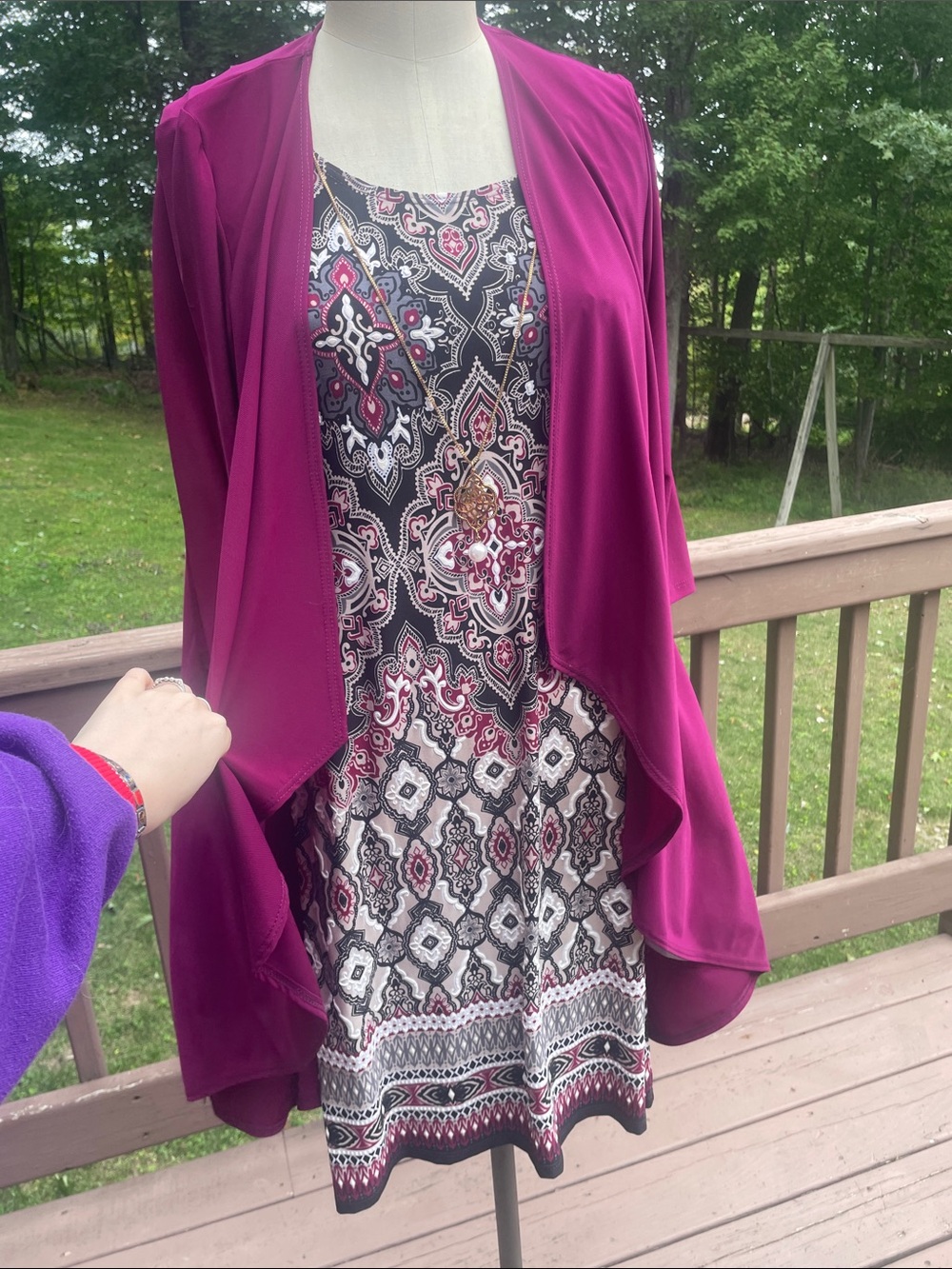 Magenta Cardigan Dress Set